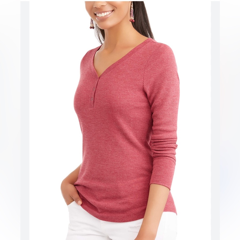 Time and Tru Women's Long Sleeve Tee - Red